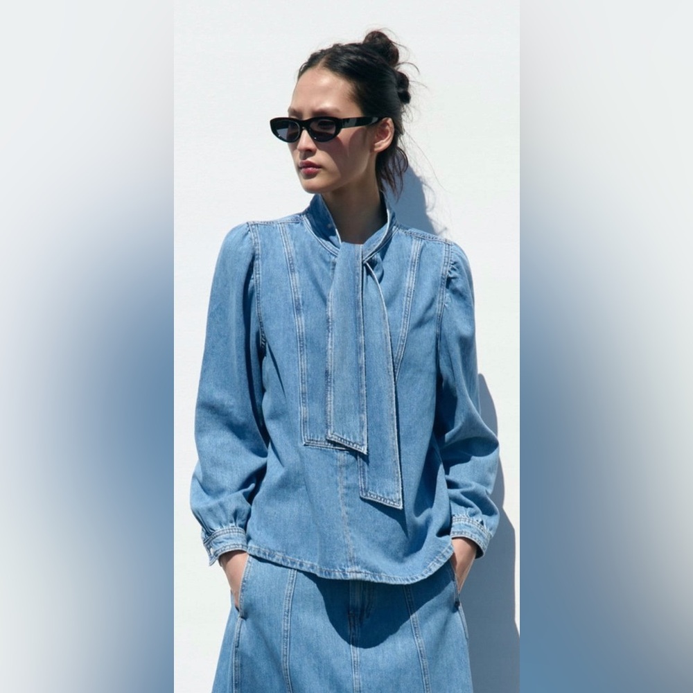 Zara - French Inspired Denim Blouse